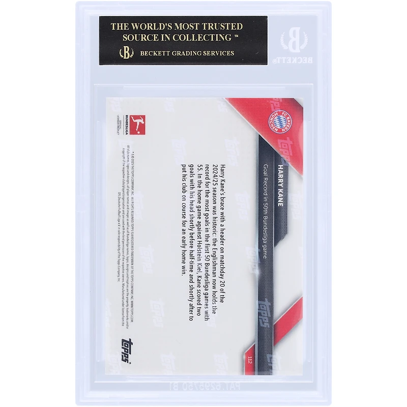 Harry Kane Bayern Munich 2024-25 Topps Now Goal Record in 50th Bundesliga Game Black Label #112 BGS Authenticated 10 Card - 10,10,10,10 Subgrades