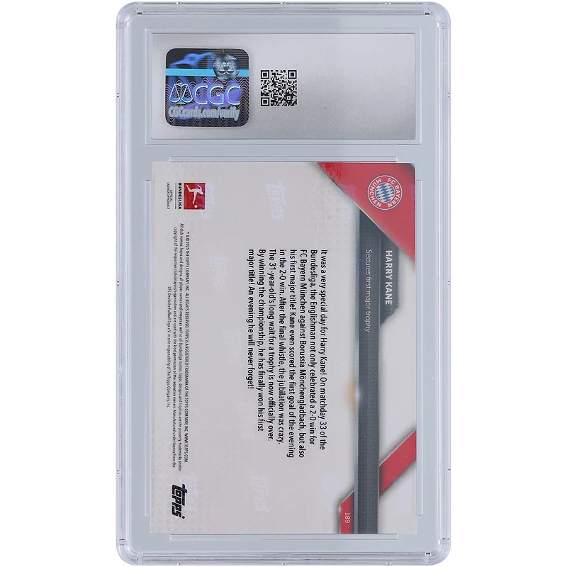 Harry Kane Bayern Munich 2024-25 Topps Now Secures First Major Trophy #189 CGC Authenticated 10 Card