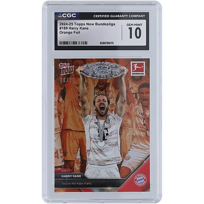 Harry Kane Bayern Munich 2024-25 Topps Now Secures First Major Trophy Orange Foil #189 #/25 CGC Authenticated 10 Card