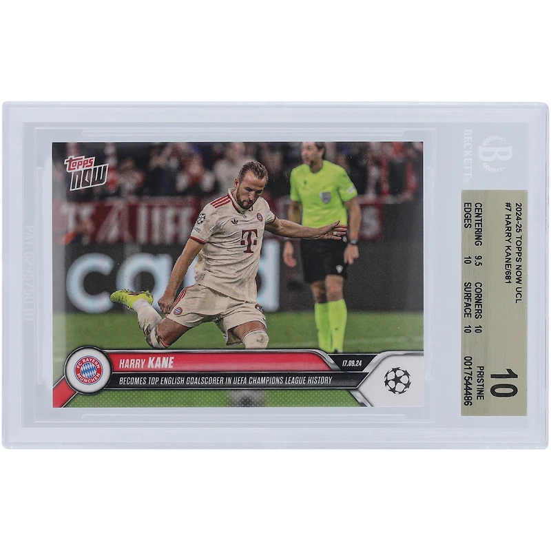 Harry Kane Bayern Munich 2024-25 Topps Now UCL Becomes Top English Goalscorer in UEFA Champions League History #7 BGS Authenticated 10 Card - 9.5,10,10,10 Subgrades