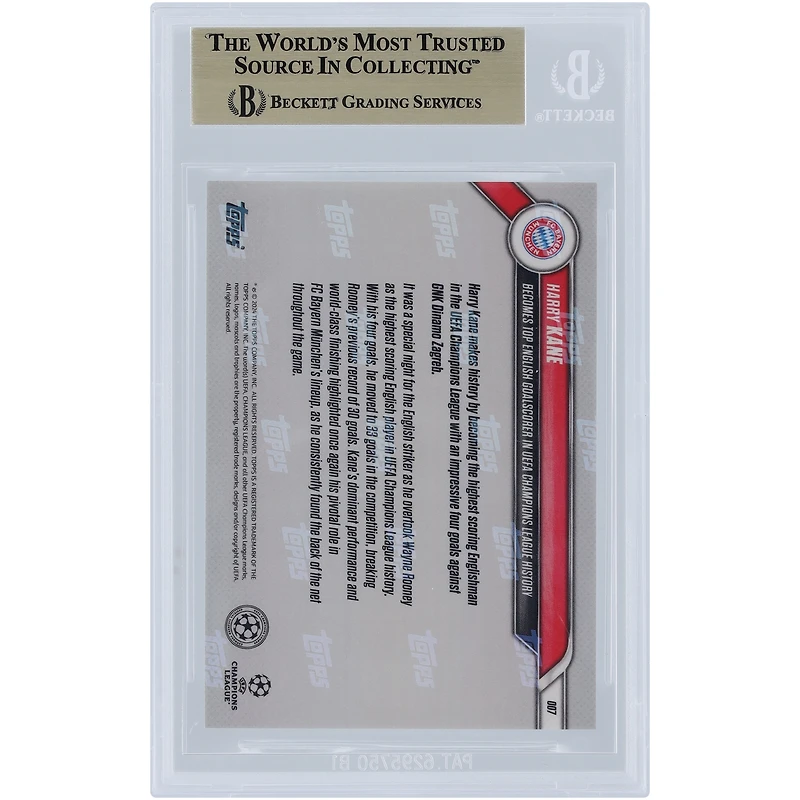 Harry Kane Bayern Munich 2024-25 Topps Now UCL Becomes Top English Goalscorer in UEFA Champions League History #7 BGS Authenticated 9.5 Card