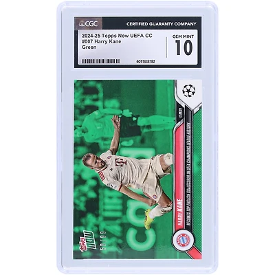 Harry Kane Bayern Munich 2024-25 Topps Now UEFA Becomes Top English Goalscorer In UEFA Champions League History Green #7 #/99 CGC Authenticated 10 Card