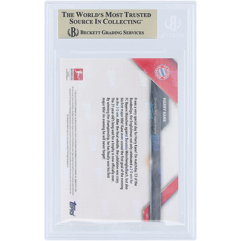 Harry Kane Bayern Munich 2025 Topps Now Secures First Major Trophy #189 BGS Authenticated 9.5 Card