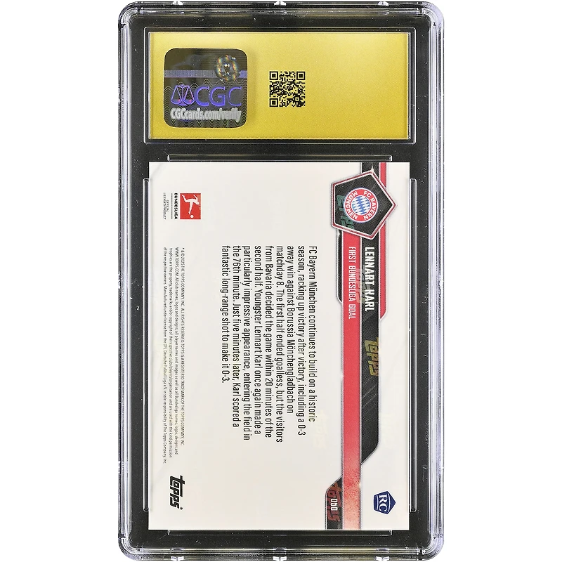 Lennart Karl Bayern Munich 2025-26 Topps Now Bundesliga First Bundesliga Goal #50 CGC Authenticated PRISTINE 10 Rookie Card