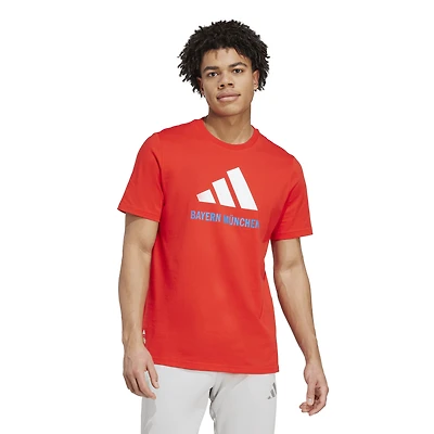 Men's adidas  Red Bayern Munich Three-Stripe Wordmark T-Shirt