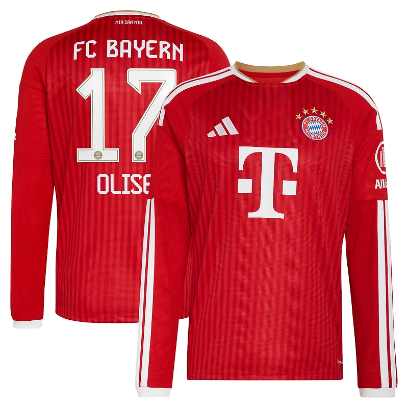 Men's adidas Michael Olise Red Bayern Munich 2026/27 Home Replica Long Sleeve Jersey
