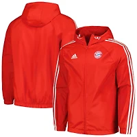 Coupe-vent raglan entièrement zippé adidas Bayern Munich 2023/24 DNA pour homme rouge