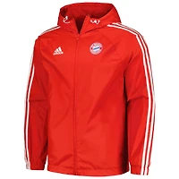 Coupe-vent raglan entièrement zippé adidas Bayern Munich 2023/24 DNA pour homme rouge
