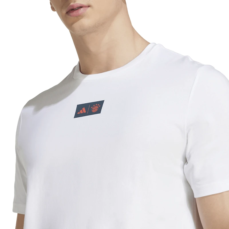 T-shirt adidas blanc à motif crochet pour homme, maillot Bayern Munich