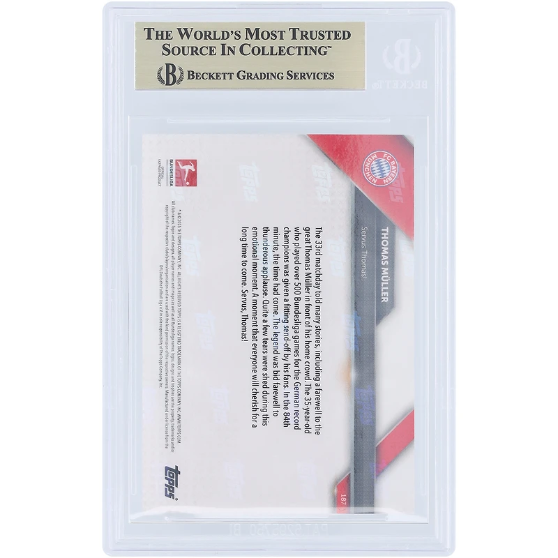 Thomas Muller Bayern Munich 2025 Topps Now Servus Thomas! #187 BGS Authenticated 9.5 Card