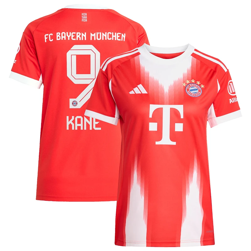Maillot adidas Harry Kane rouge pour femme, réplique domicile Bayern Munich 2025/26