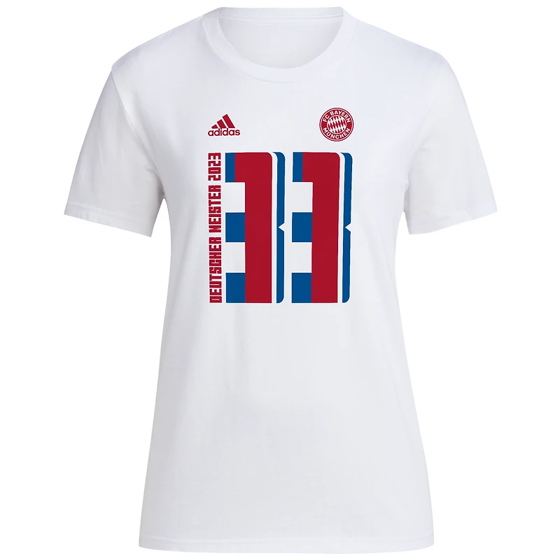 Women's adidas White Bayern Munich 2022/23 Bundesliga Champions T-Shirt