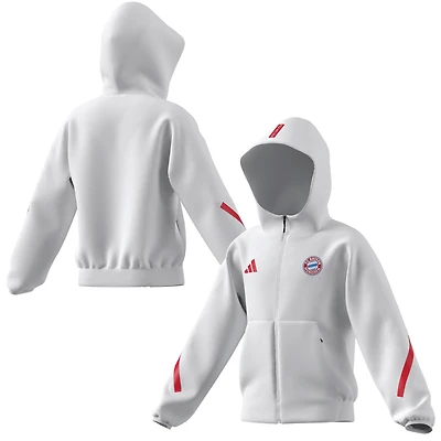 Veste adidas blanche Bayern Munich 2025/26 Anthem entièrement zippée pour jeune