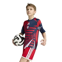 Maillot d'entraînement domicile d'avant-match adidas Bayern Munich bleu/rouge pour jeunes, saison 2026/27