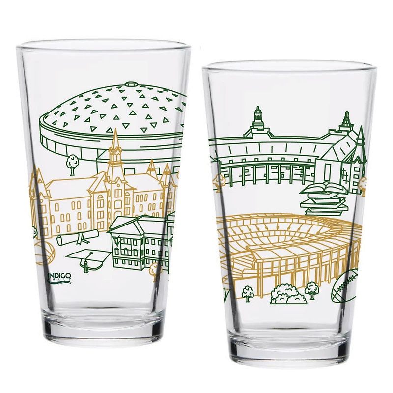 Baylor Bears Two-Pack 16oz. Campus Line Art Pint Glass Set