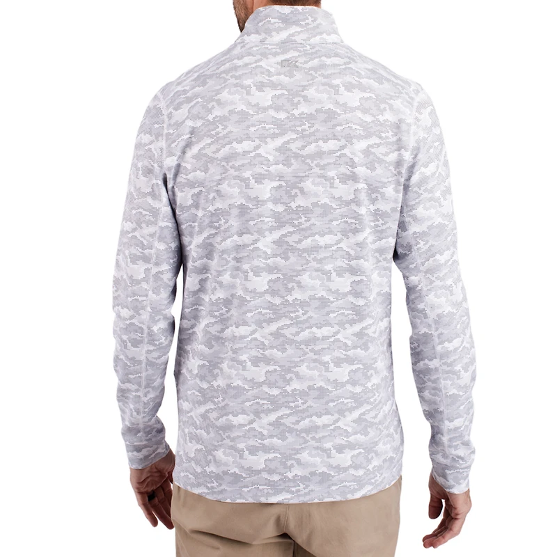 Men's Cutter & Buck  Gray Baylor Bears Traverse Stretch Eco Camo DryTec Tri-Blend Quarter-Zip Pullover
