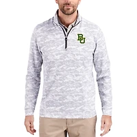 Men's Cutter & Buck  Gray Baylor Bears Traverse Stretch Eco Camo DryTec Tri-Blend Quarter-Zip Pullover