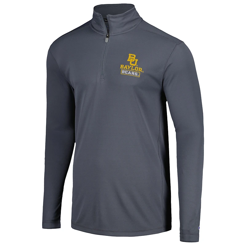 Men's Champion Gray Baylor Bears Textured Quarter-Zip Jacket