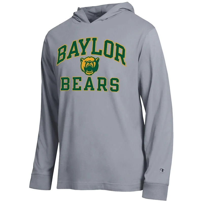 Men's Champion  Heather Gray Baylor Bears High Motor All-Star Long Sleeve Hooded T-Shirt
