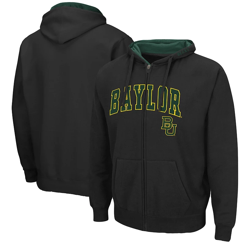 Sweat à capuche entièrement zippé Baylor Bears Arch & Logo 3.0 Colosseum pour homme, noir