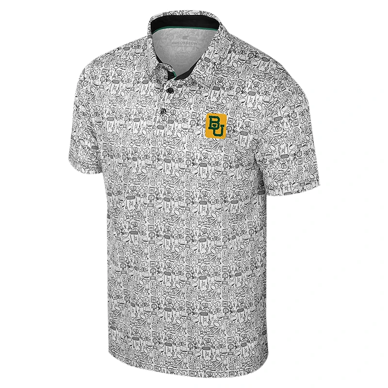 Polo noir à imprimé intégral Colosseum Baylor Bears pour homme