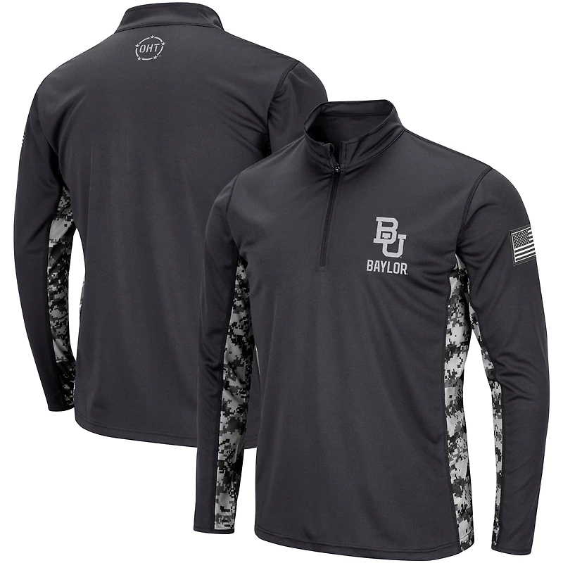 Veste à fermeture éclair quart de tour Colosseum Charcoal Baylor Bears OHT Military Appreciation Rival Digi Camo pour homme