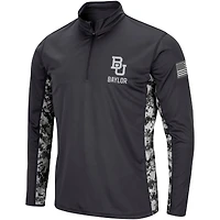 Men's Colosseum Charcoal Baylor Bears OHT Military Appreciation Rival Digi Camo Quarter-Zip Jacket