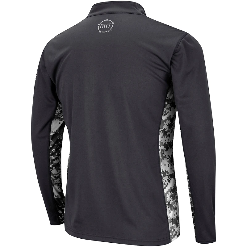 Men's Colosseum Charcoal Baylor Bears OHT Military Appreciation Rival Digi Camo Quarter-Zip Jacket