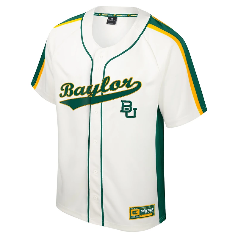 Men's Colosseum Cream Baylor Bears Ruth Button-Up Baseball Jersey