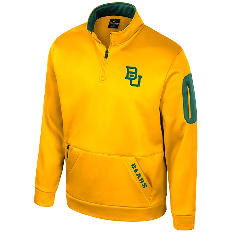 Men's Colosseum  Gold Baylor Bears Mainframe Fleece Quarter-Zip Jacket