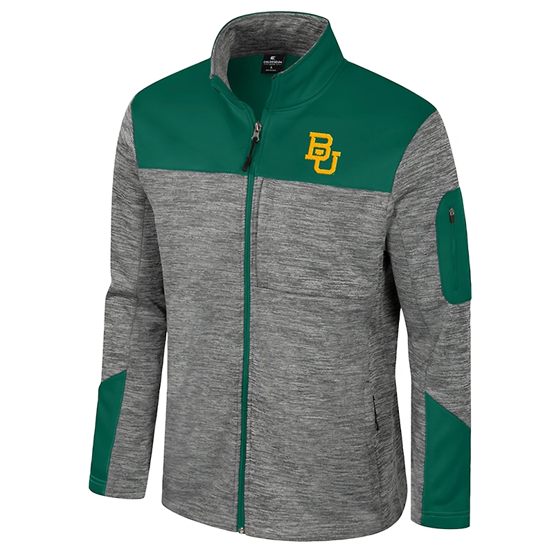 Veste zippée intégrale pour homme Colosseum gris/vert Baylor Bears Guard