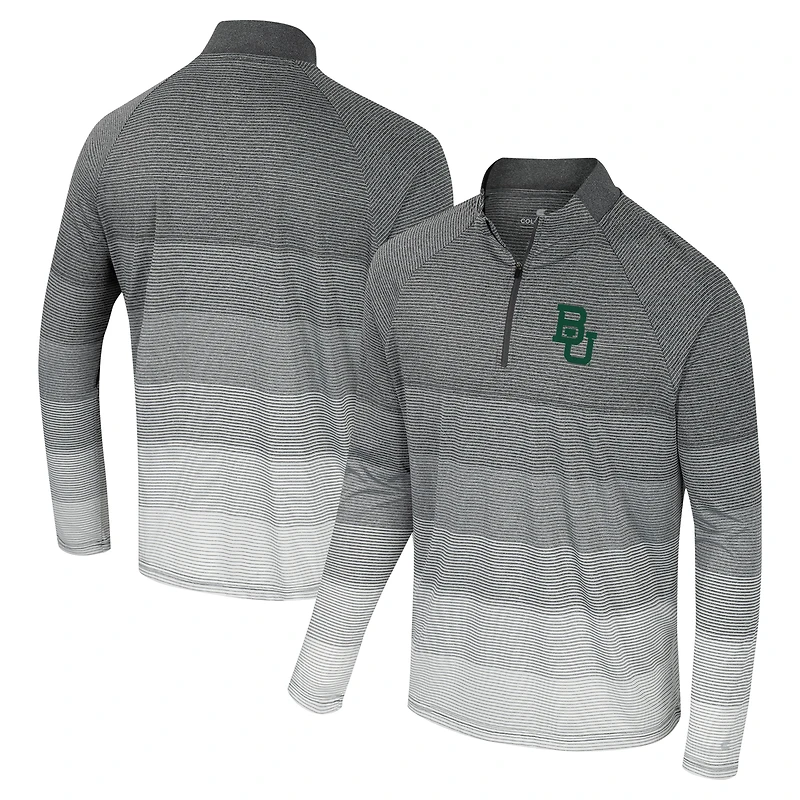 Men's Colosseum Gray Baylor Bears AI Striped Mesh Quarter-Zip Raglan Windshirt