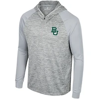 Men's Colosseum Gray Baylor Bears Cybernetic Raglan Quarter-Zip Hooded Top