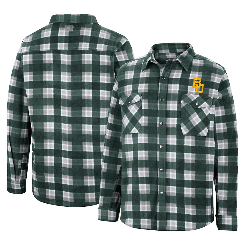 Colosseum Green/White Baylor Bears Ellis Plaid Full-Snap Shirt Jacket