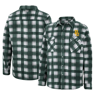 Colosseum Green/White Baylor Bears Ellis Plaid Full-Snap Shirt Jacket
