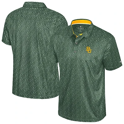 Men's Colosseum Green Baylor Bears Football Print Polo