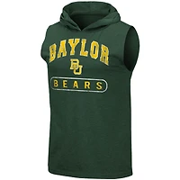 Débardeur à capuche universitaire Baylor Bears vert chiné Colosseum pour hommes