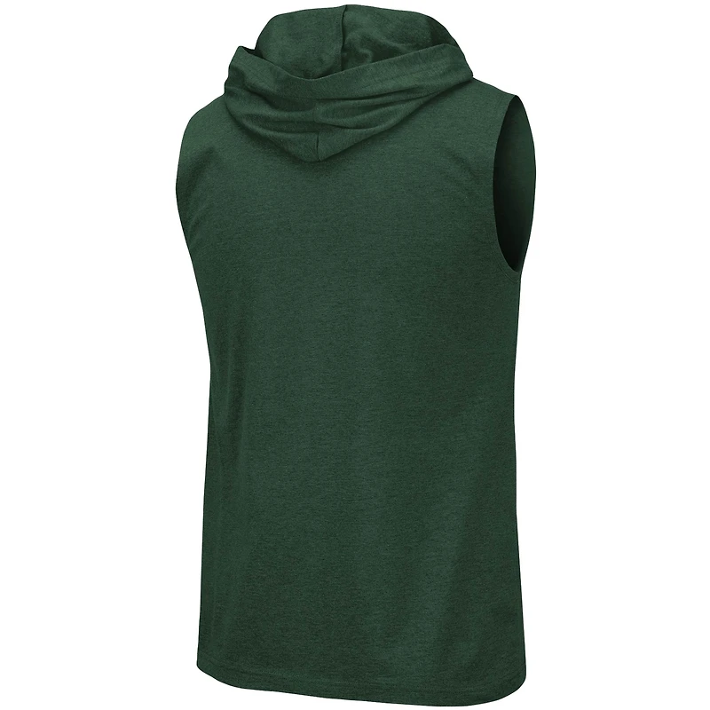 Débardeur à capuche universitaire Baylor Bears vert chiné Colosseum pour hommes