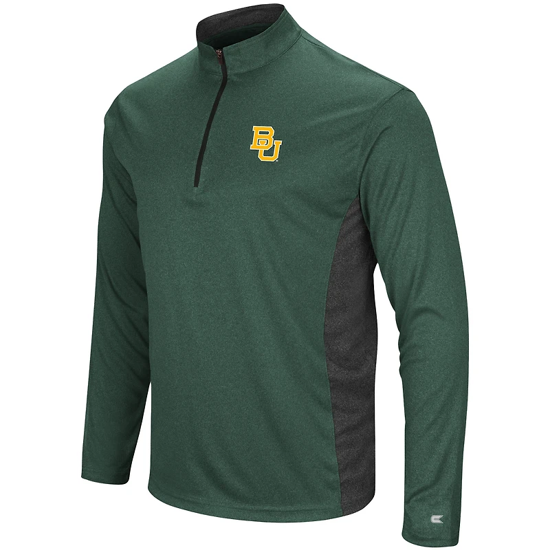 Men's Colosseum Heathered Heather Green Baylor Bears Audible Lightweight Windshirt Quarter-Zip Pullover