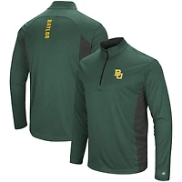 Men's Colosseum Heathered Heather Green Baylor Bears Audible Lightweight Windshirt Quarter-Zip Pullover