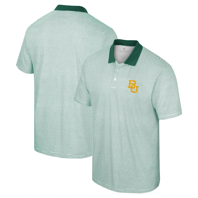 Men's Colosseum White/Green Baylor Bears Print Stripe Polo