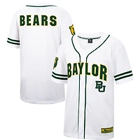 Men's Colosseum White Baylor Bears Free Spirited Mesh Button-Up Baseball Jersey
