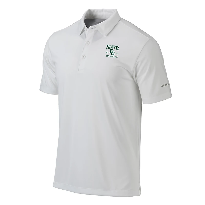 Men's Columbia White Baylor Bears 2021 NCAA Men's Basketball National Champions Omni-Wick Drive Polo
