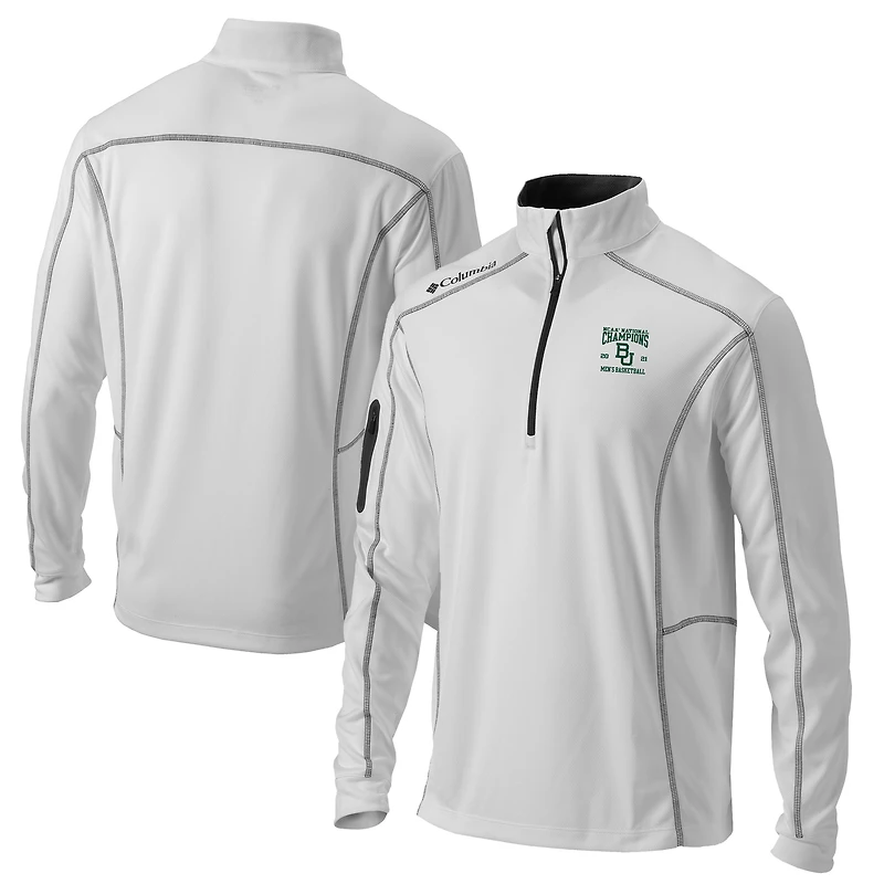 Men's Columbia White Baylor Bears 2021 NCAA Basketball National Champions Omni-Wick Shotgun Quarter-Zip Pullover Jacket