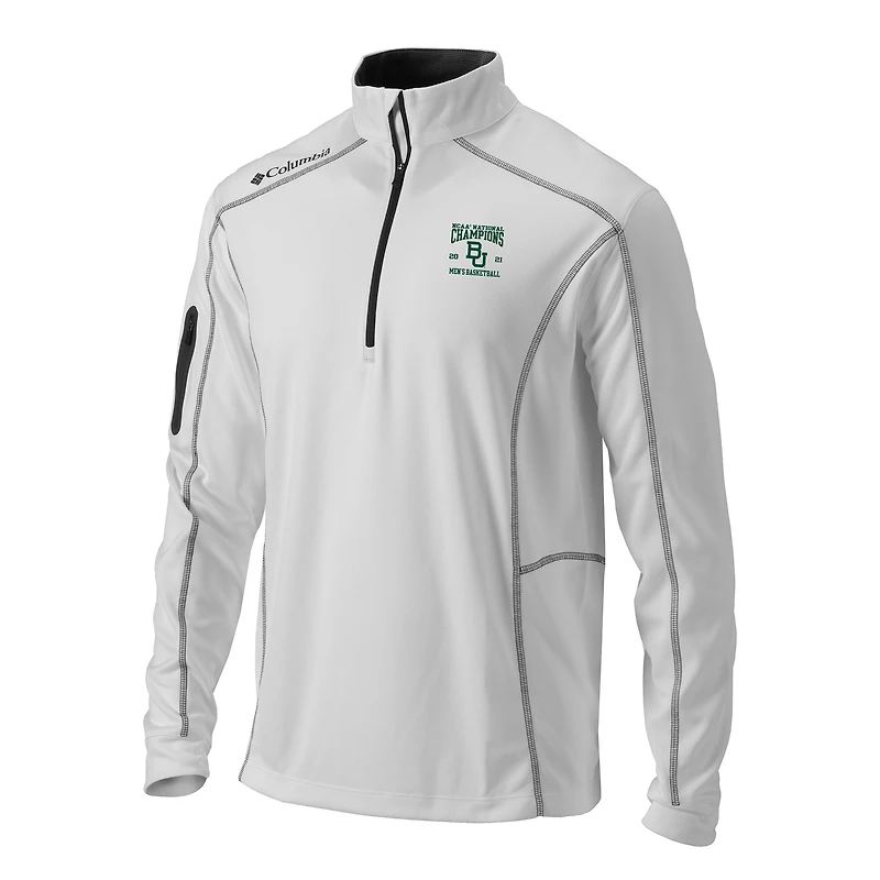 Men's Columbia White Baylor Bears 2021 NCAA Basketball National Champions Omni-Wick Shotgun Quarter-Zip Pullover Jacket
