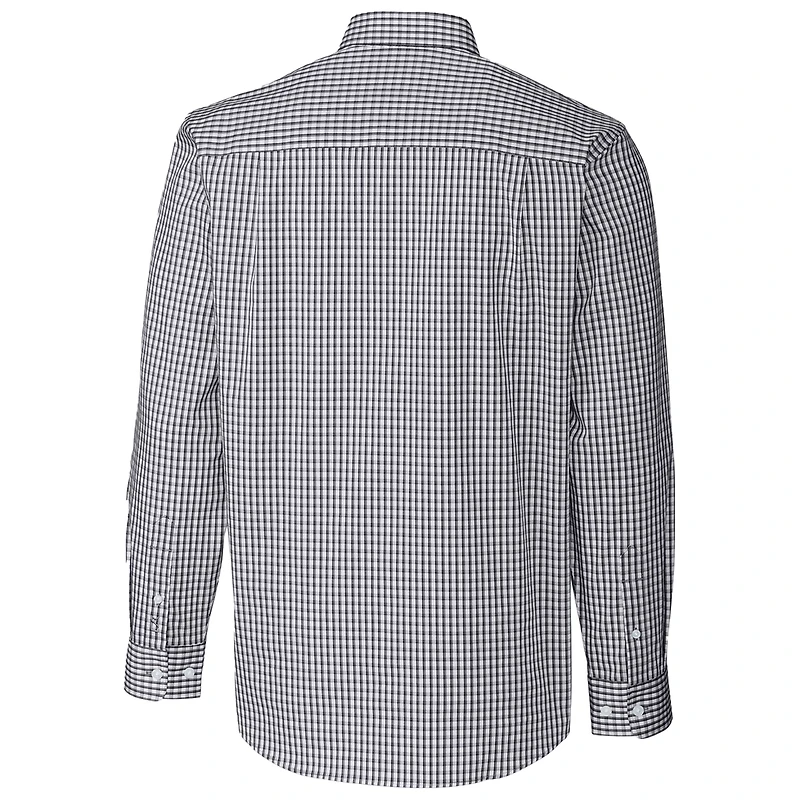 Chemise boutonnée à manches longues et carreaux vichy extensible facile d'entretien pour homme, couleur anthracite, des Baylor Bears, Cutter & Buck