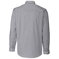 Chemise boutonnée à manches longues et carreaux vichy extensible facile d'entretien pour homme, couleur anthracite, des Baylor Bears, Cutter & Buck