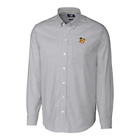 Men's Cutter & Buck Charcoal Baylor Bears Vault Stretch Oxford Stripe Long Sleeve Button-Down Shirt