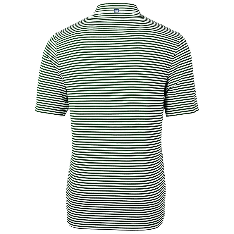 Polo Cutter & Buck Green Baylor Bears Throwback Logo Virtue Eco Pique Stripe Recycled pour homme