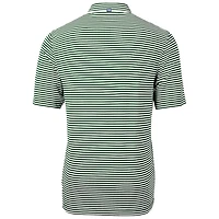 Polo Cutter & Buck Green Baylor Bears Throwback Logo Virtue Eco Pique Stripe Recycled pour homme